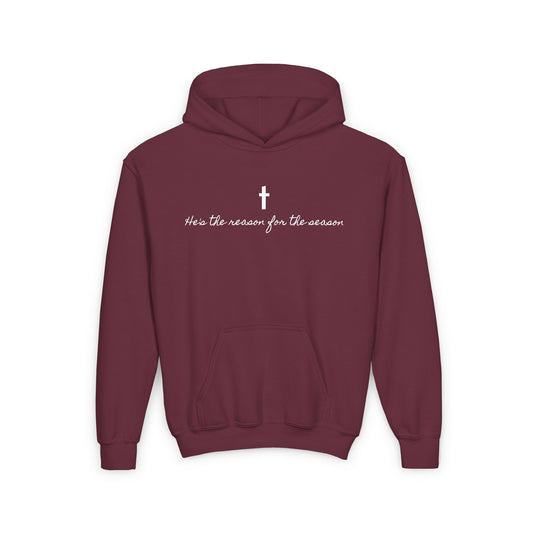 Youth Hooded Sweatshirt - He's the reason for the season