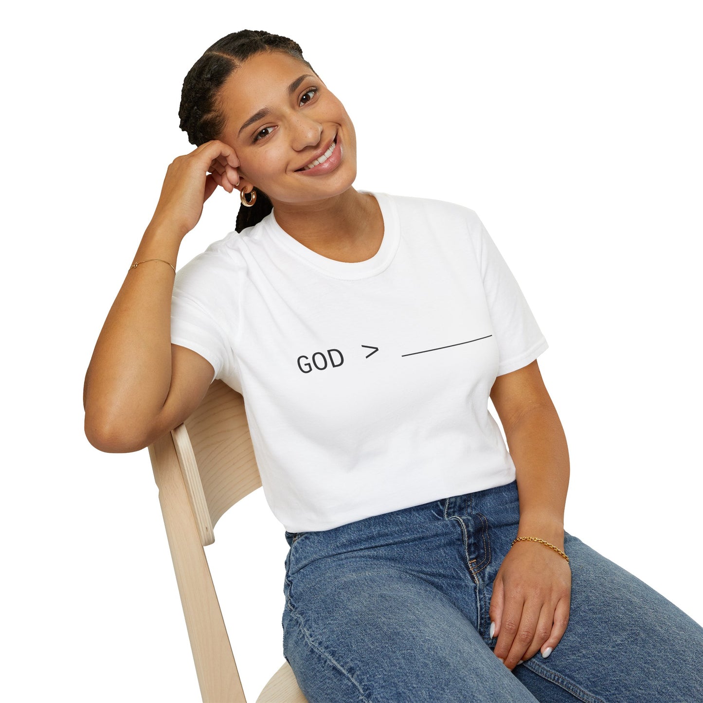 Fillable God is Greater Chalk Pen T-Shirt