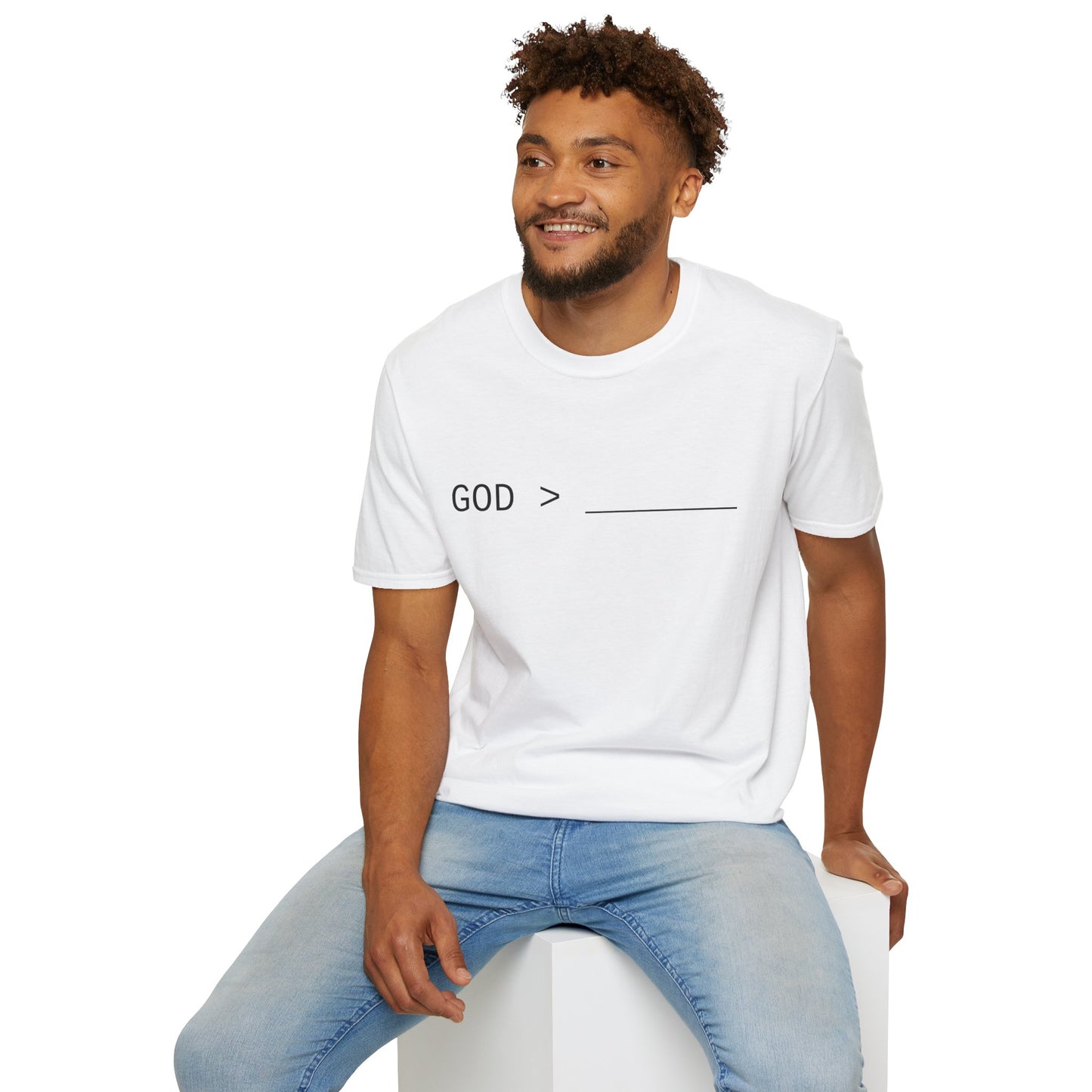 Fillable God is Greater Chalk Pen T-Shirt