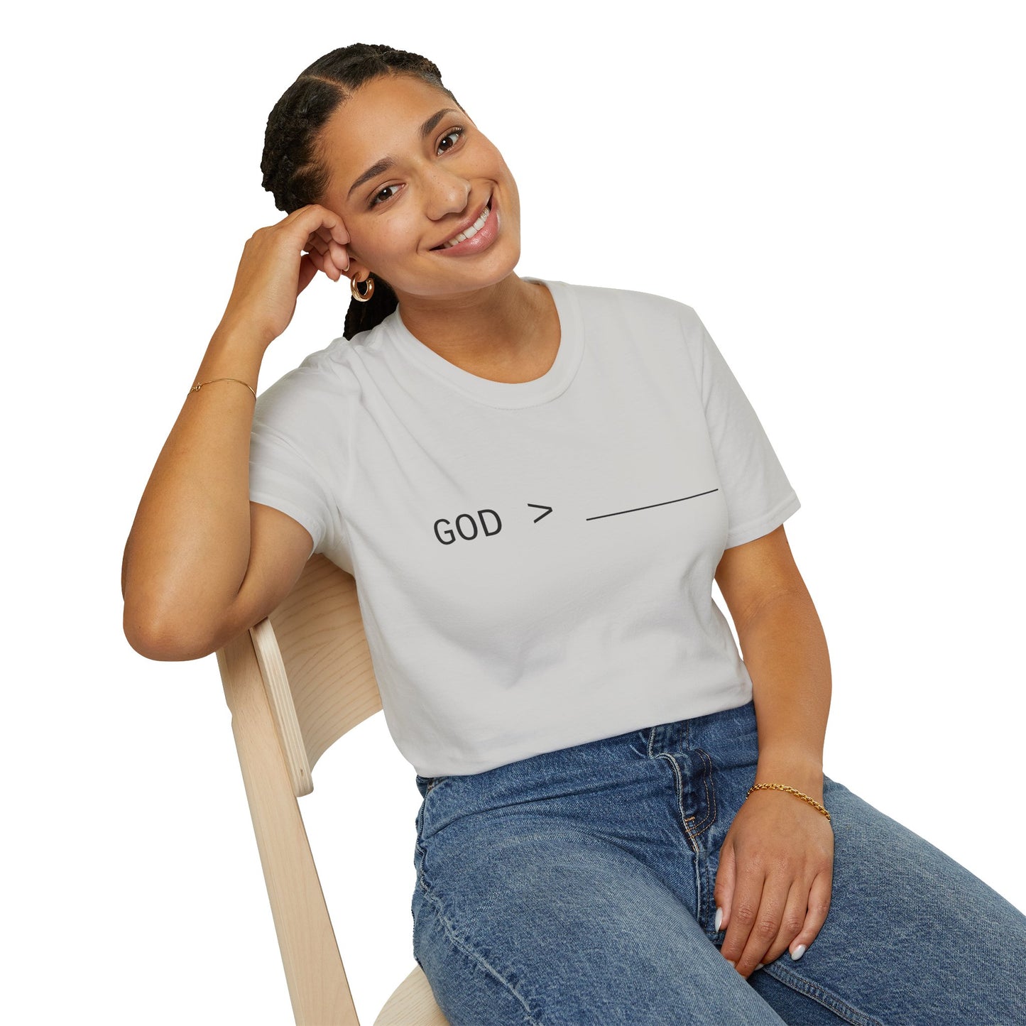 Fillable God is Greater Chalk Pen T-Shirt